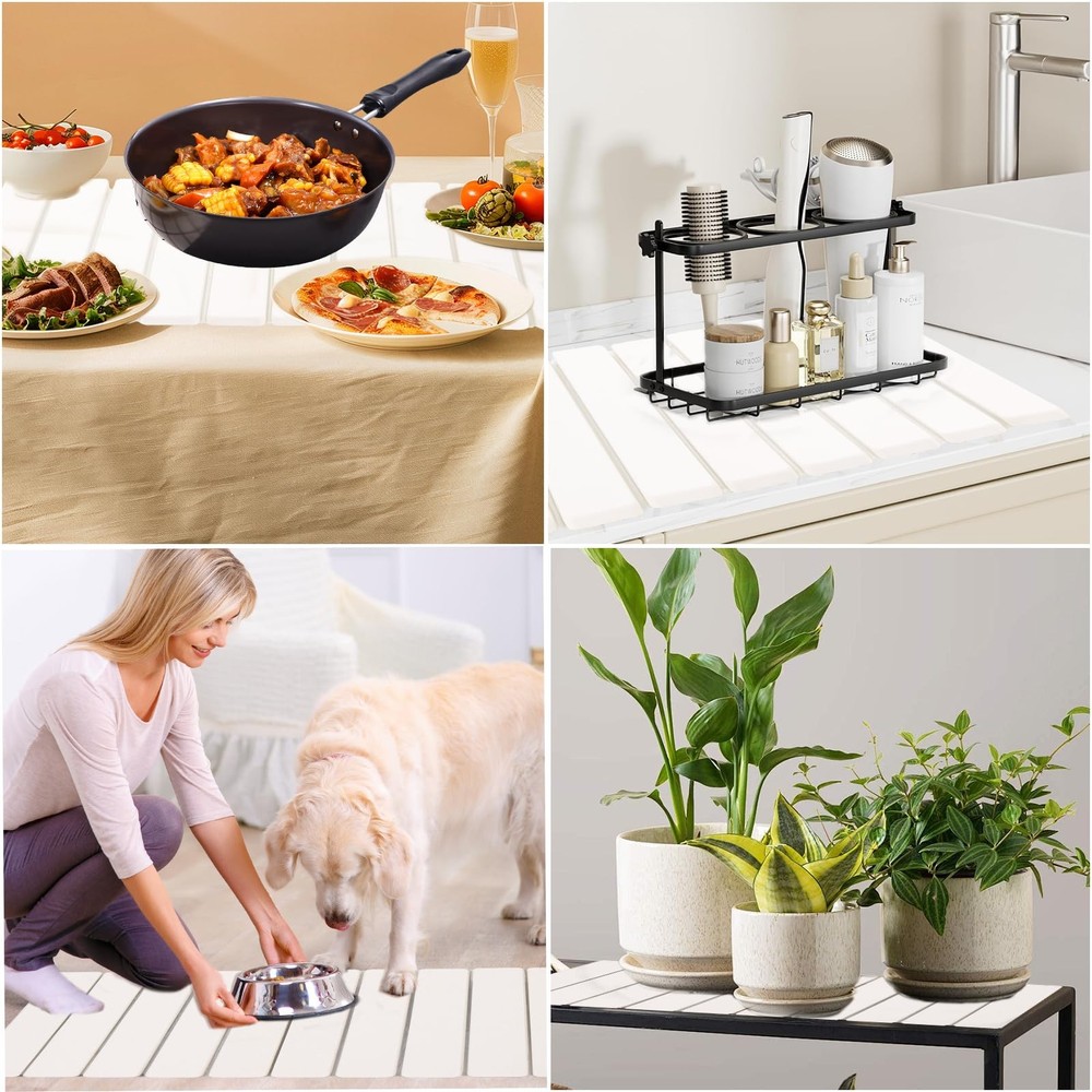 Stone Dish Drying Mat for Kitchen Counter, 23.62"×15.35" Large Foldable Dish ...