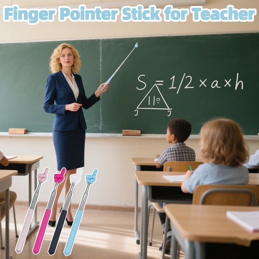 4 PCS Extendable Pointer Finger Stick - Bright Colored Telescopic Teachers...