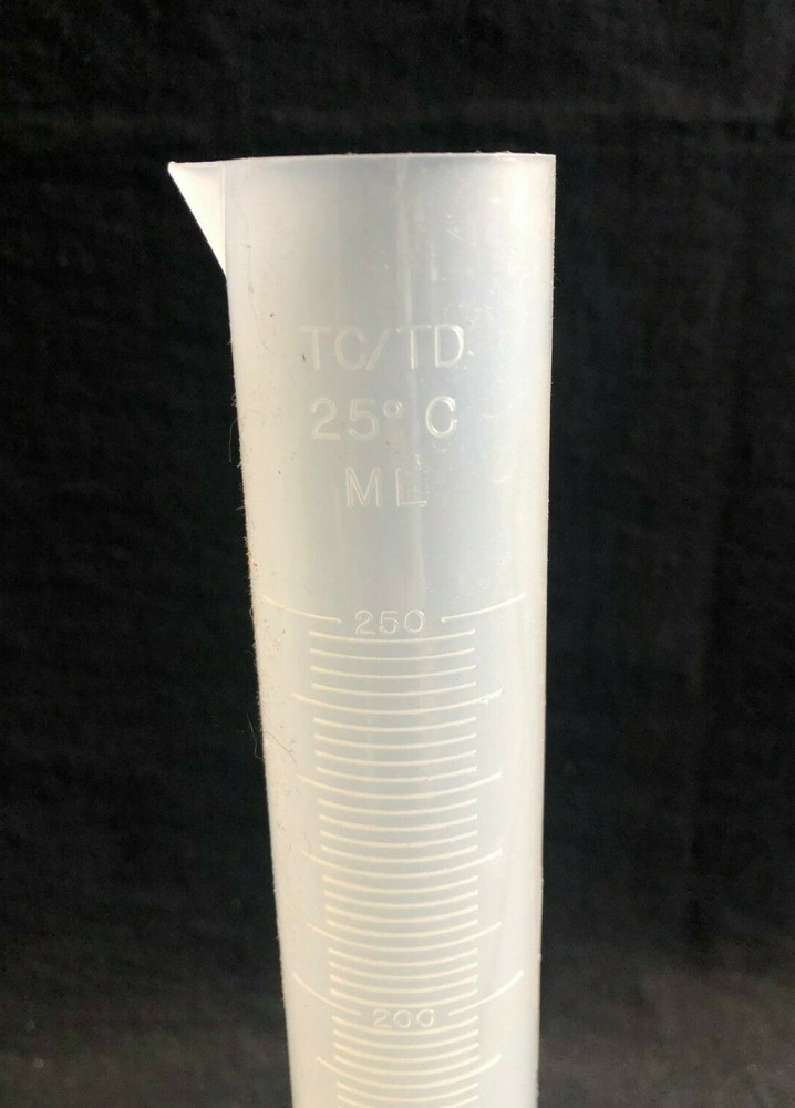 VWR Plastic PP Polypropylene 250mL Single Scale Graduated Cylinder 65000-008