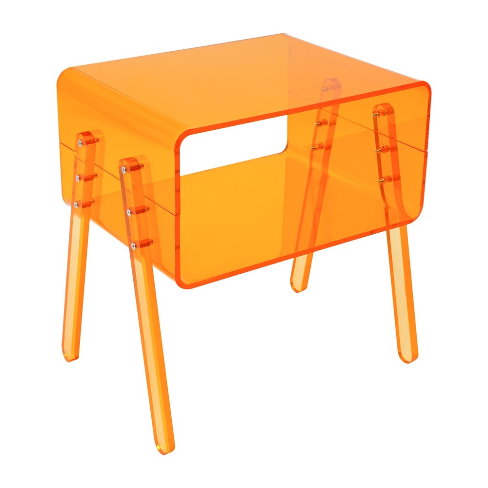 Orange Rectangular Side End Table/Night Stand Acrylic Side Table 40*30*43.2cm