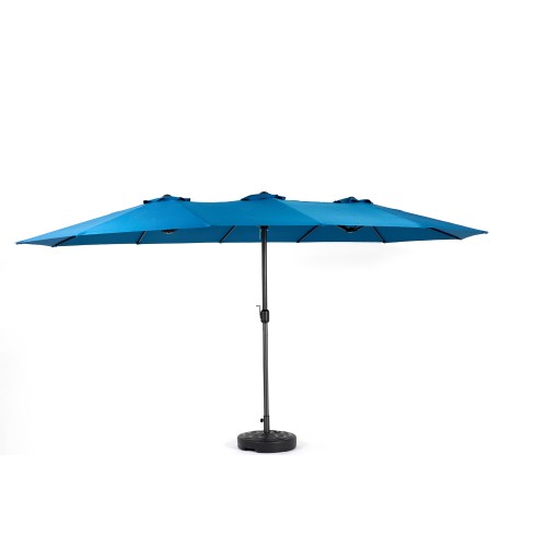 14.8 Ft Double Sided Outdoor Umbrella Rectangular Large with Crank ( Dark Blue )