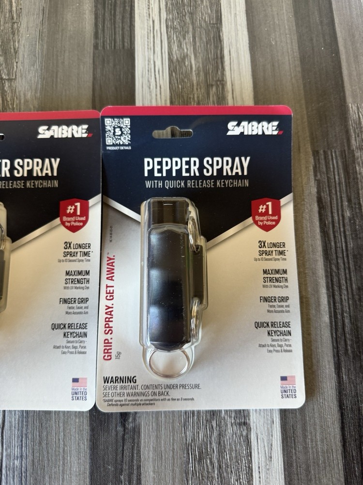 SABRE PEPPER SPRAY WITH QUICK RELEASE KEY CHAIN (2 Pack) Black