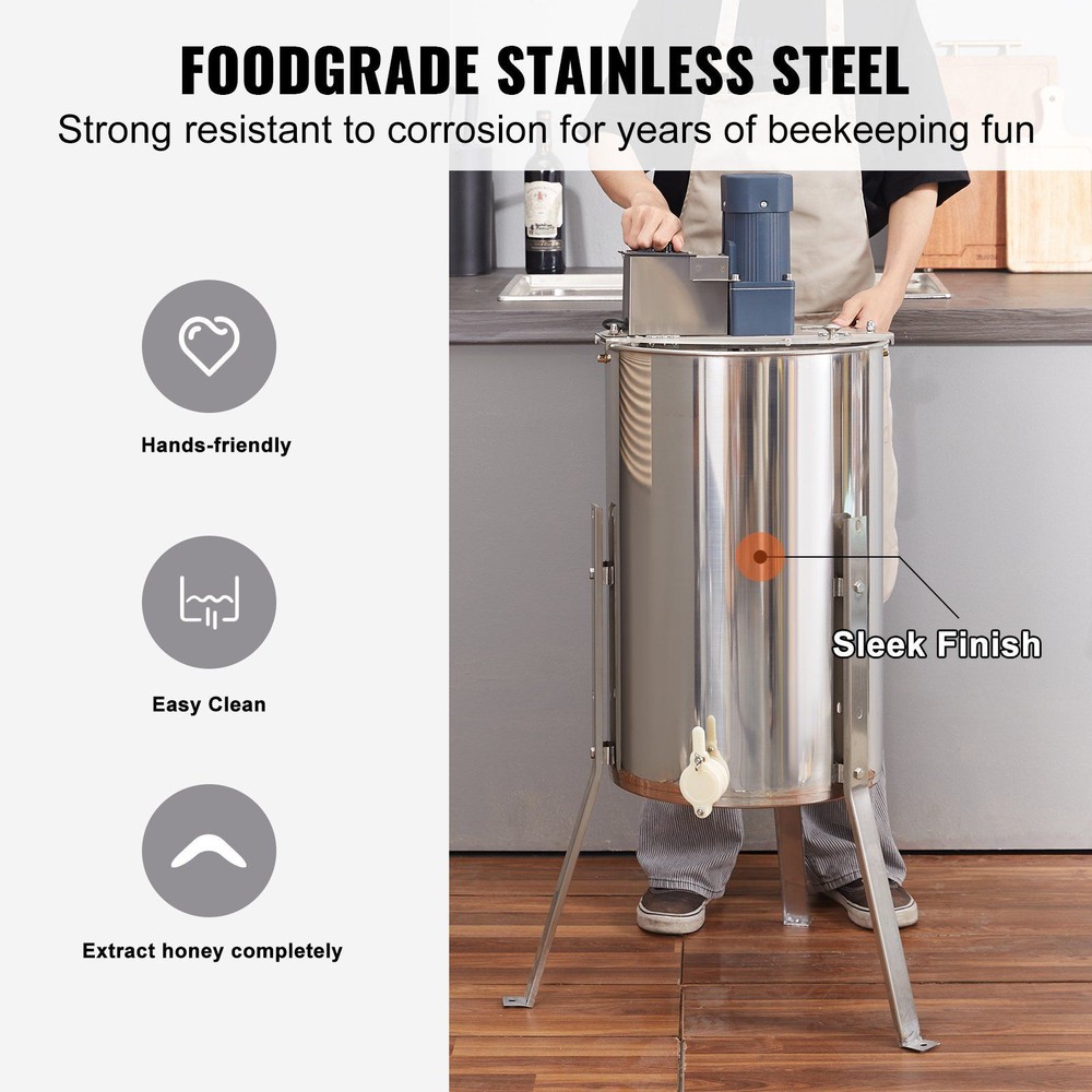 2/4 Frames Honey Spinner Extractor Beekeeping Extraction with Adjustable Stand