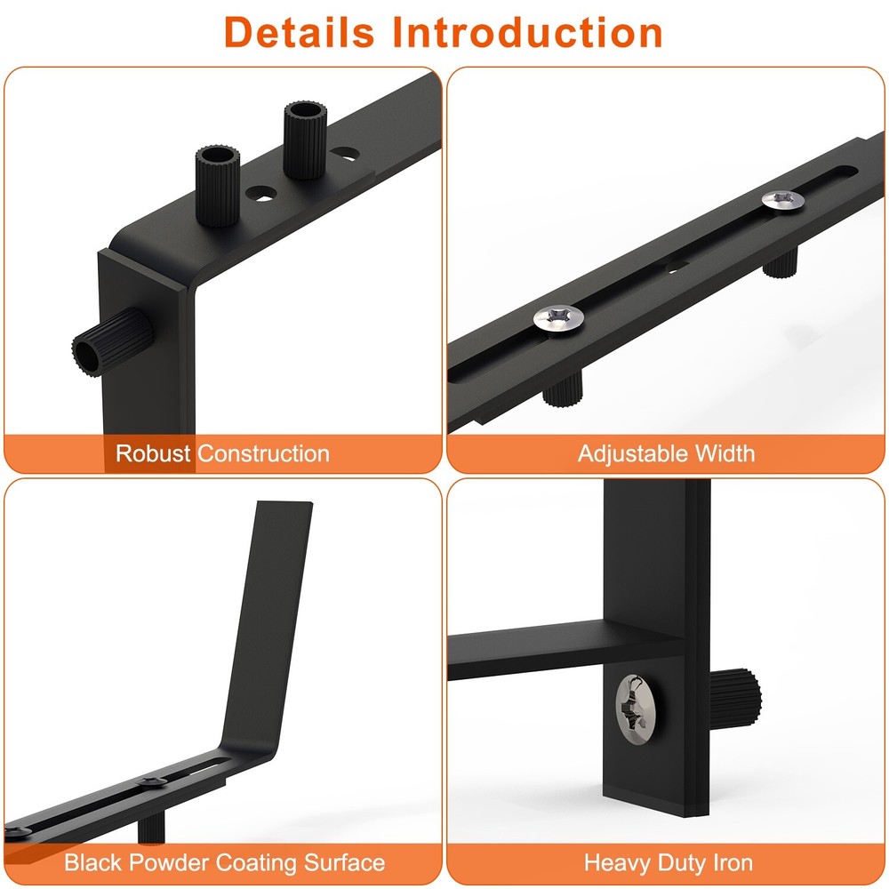 4PCS Adjustable Planter Box Brackets Mounts Deck Railing Flower Box Holder Hooks