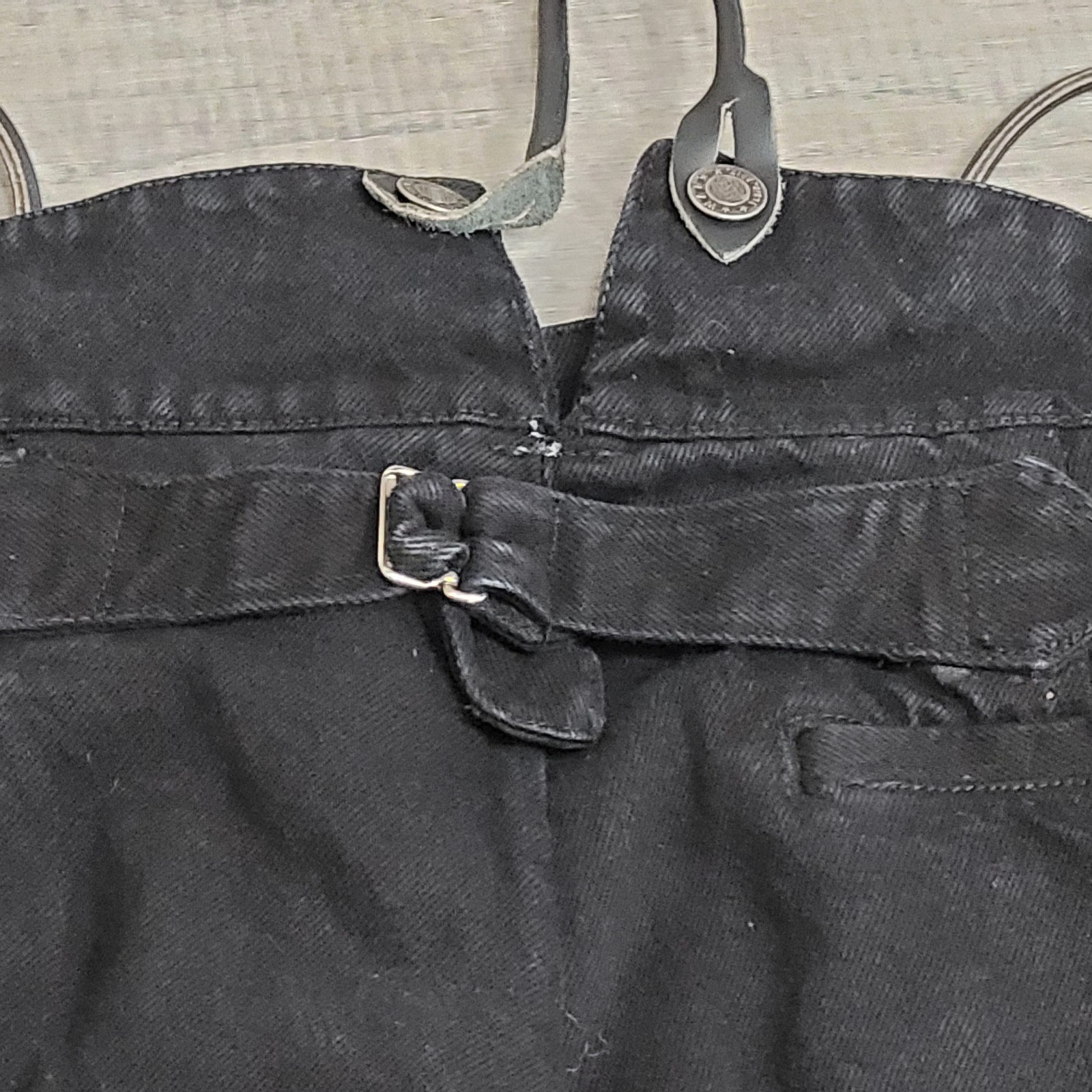 VTG Wah Maker Frontier Clothing Pants Mens 38 Black Denim Suspenders Button Fly