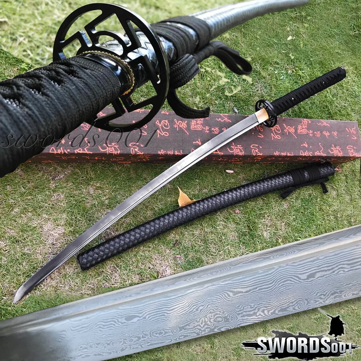 HANDMADE JAPANESE SAMURAI KATANA SWORD DAMASCUS FOLDED STEEL SHARP FULL TANG