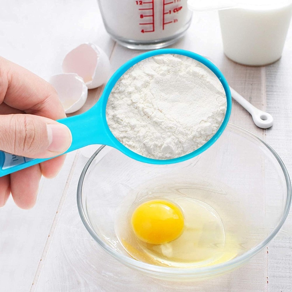 12 Piece Colored Measuring Cups and Spoons Set Kitchen Tools Durable Plastic