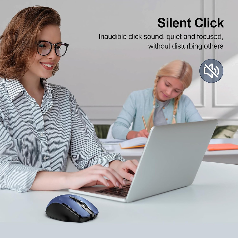 Rechargeable Wireless Mouse, 2.4G Silent Quiet Click, 6 Adjustable 4800 DPI, Cor
