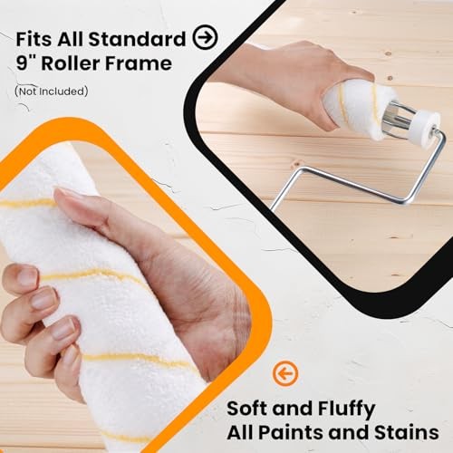 Paint Roller Covers, 5 Pack, 9 Inch Microfiber Paint Roller, 9 inch, 5 Pack