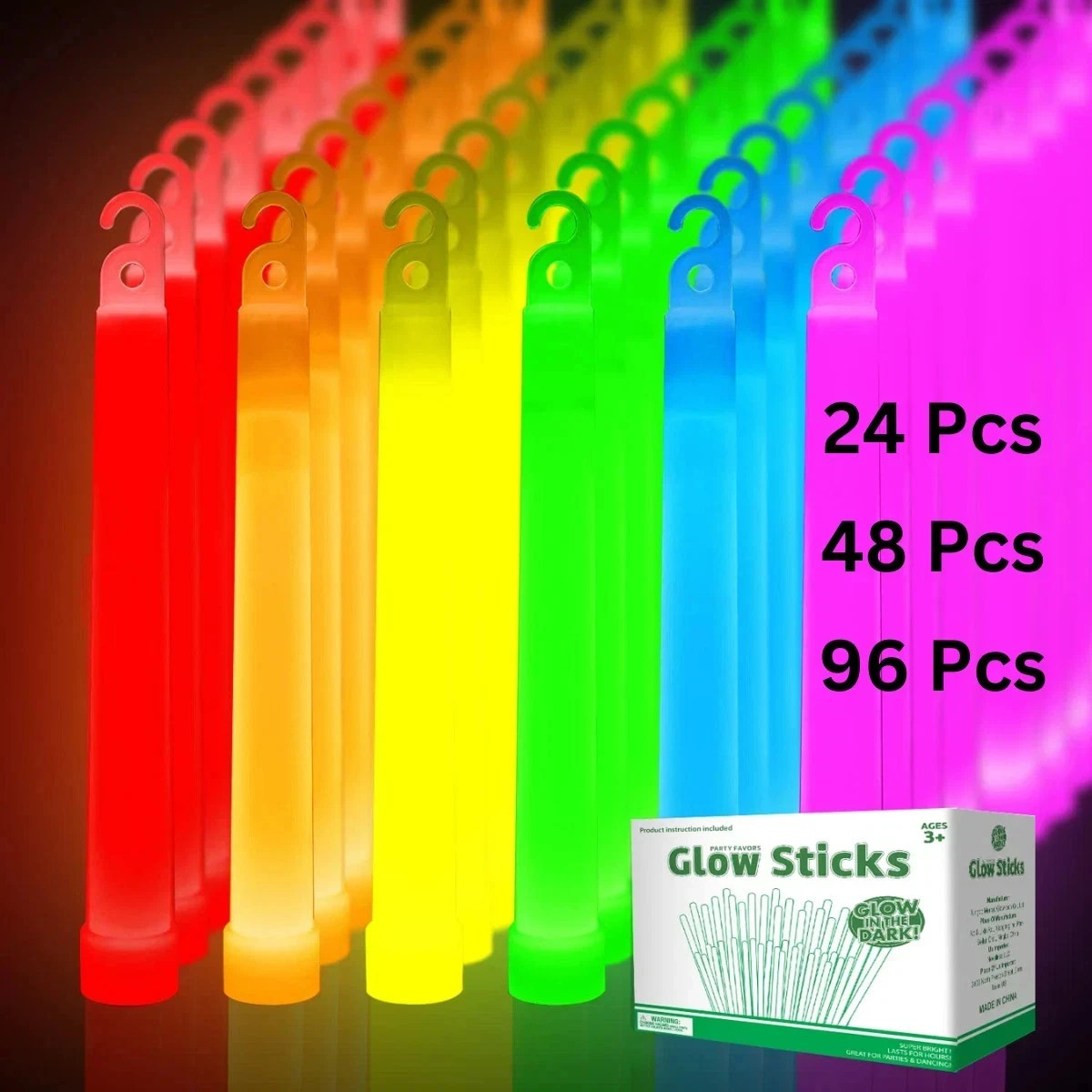 48 Pack 6 Inch Ultra Bright Large Glow Sticks 10 Hr+ Long Lasting Light Sticks
