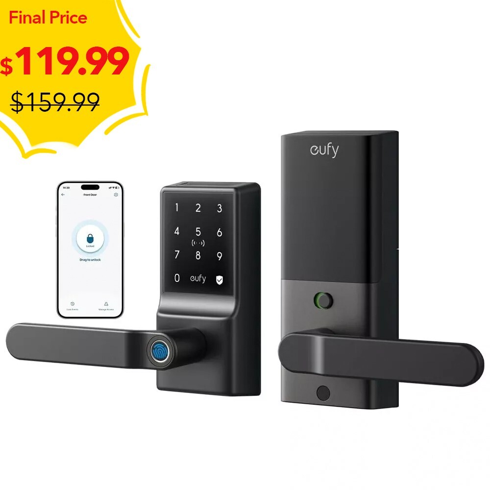 eufy Smart Lock C33 Wi-Fi Fingerprint Keyless Door Lock with Handle, APP Control
