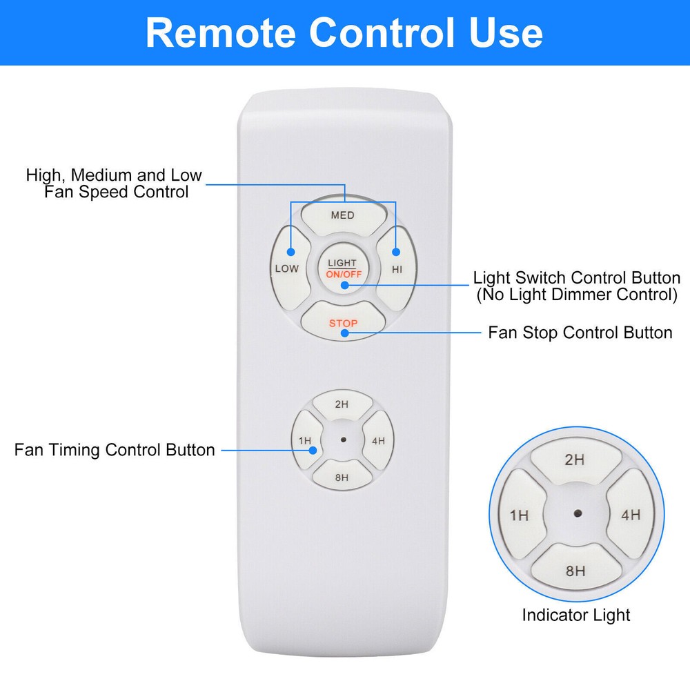 Ceiling Fan Remote Control Kit w/ Timer 3 Speed & Light Switch for Existing Fans