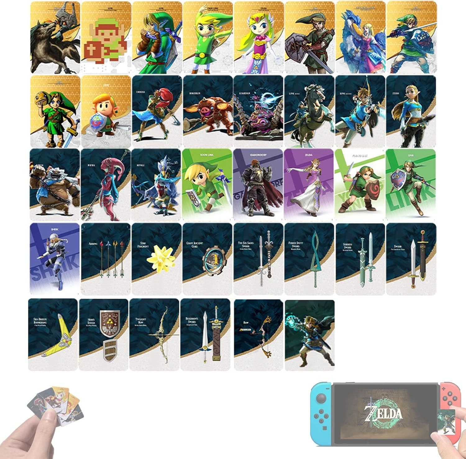 38pcs/set BOTW TOTK Zelda Tears of the Kingdom Mini NFC Cards for Switch 2 Wii U