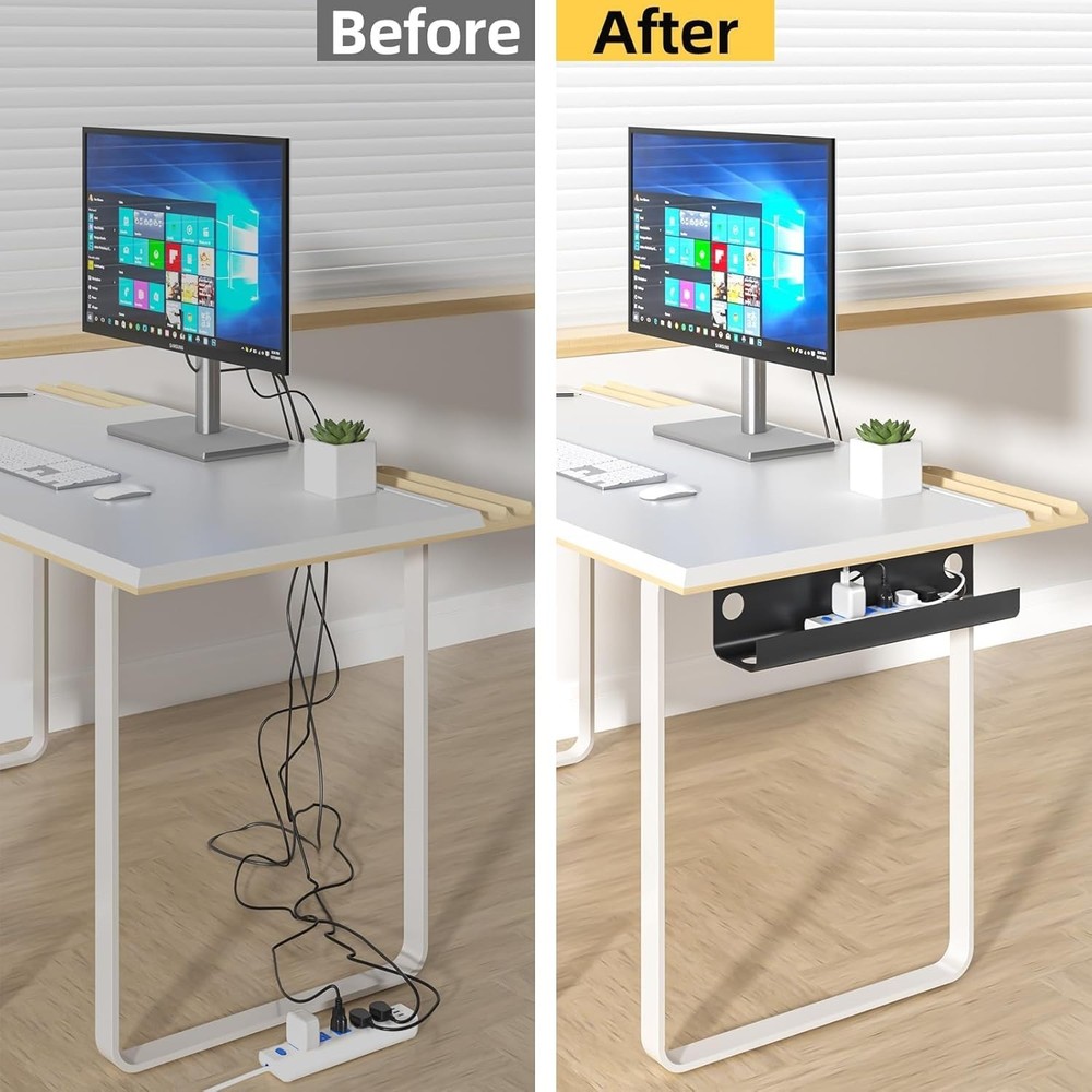 Modern Under Desk Cable Management System 2-Pack - Tidy Your Workspace Today