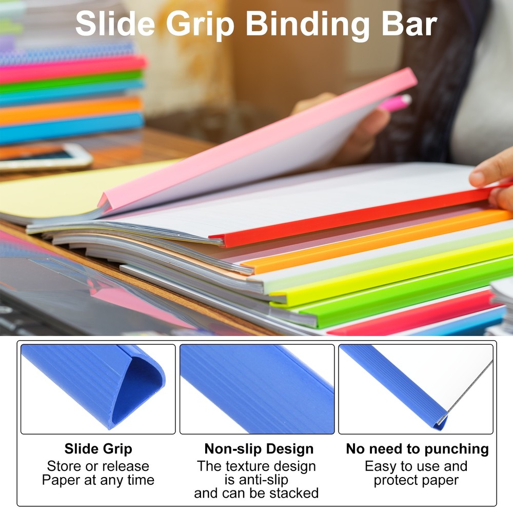 10Pcs Binding Bars, 15mm Binding Bars 120 Sheets Capacity, Blue