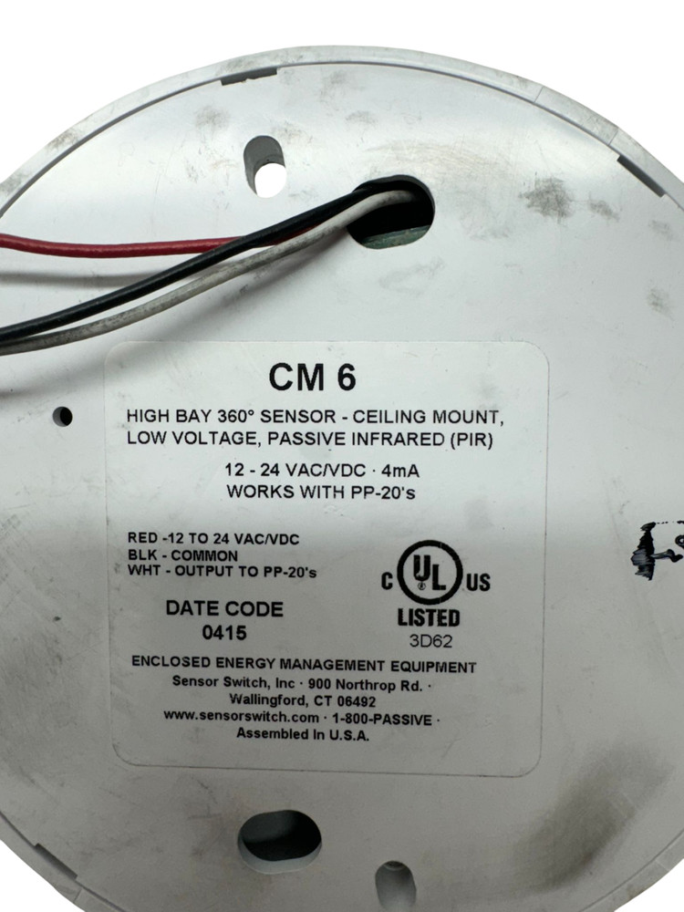 Sensor Switch CM6 High Bay 360° Sensor-Ceiling Mount, 12-24VAC/DC, 4mA