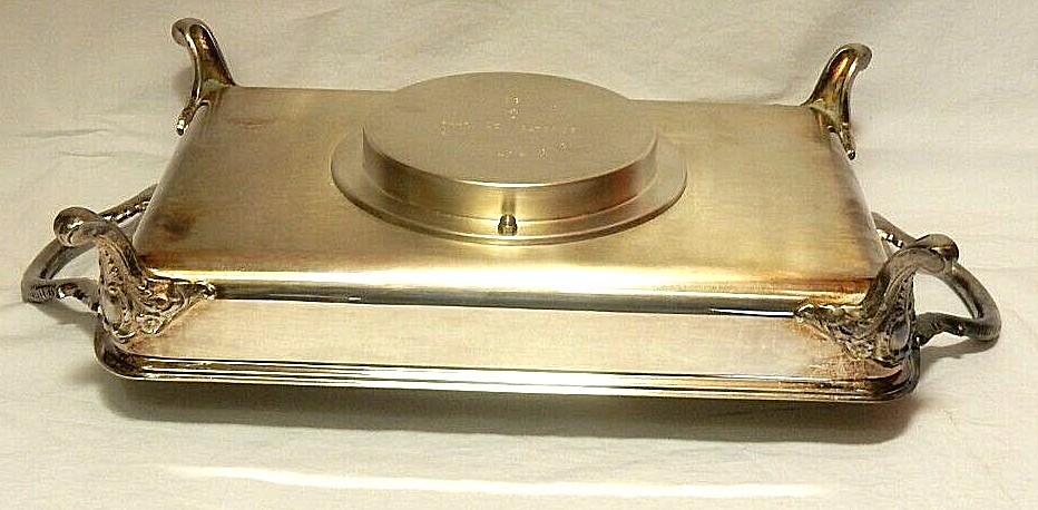 TOWLE RECTANGULAR SILVER PLATED FOOTED ELECTRIC CHAFING DISH (NO GLASS INSERT)