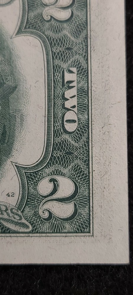 1976 $2 uncirculated error note Over-inking, shift, cut & bleed errors very rare