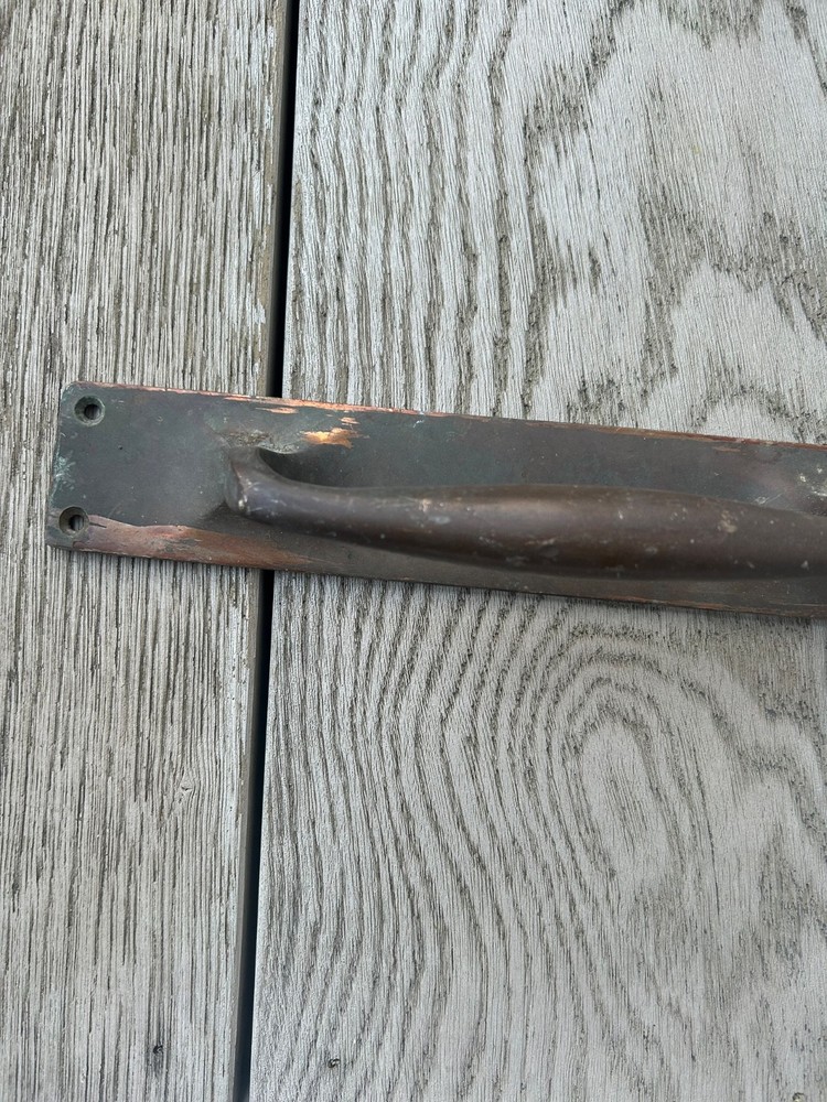 Vintage Solid Brass Door Handles x 3 Solid Cast Brass 12" x 2”