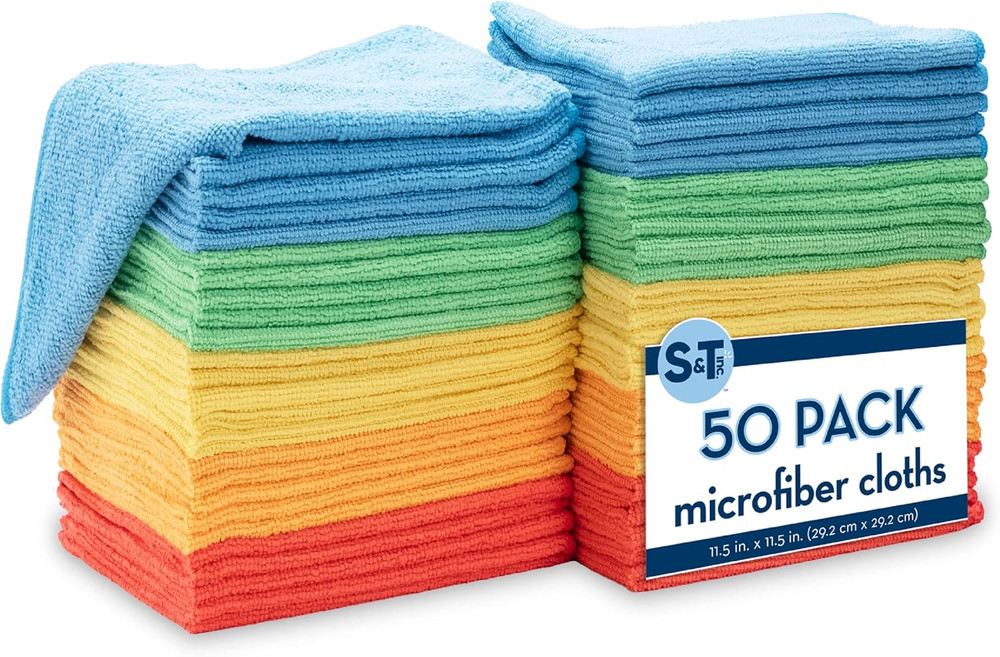 50 Pack Microfiber Cleaning Cloth, Bulk Towels for Home, Reusable Microfiber Tow