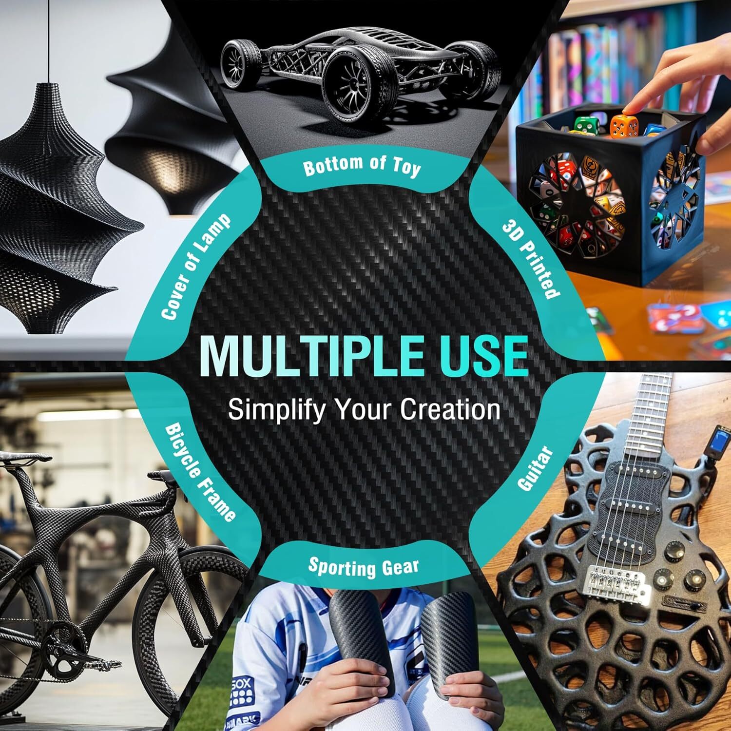 SUNLU Black PA6-CF 3D Printer Filament 1.75MM 1KG Carbon Fiber Nylon Filament