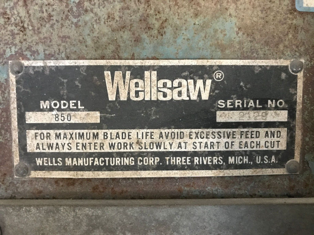 Wellsaw Model 850 Horizontal Bandsaw