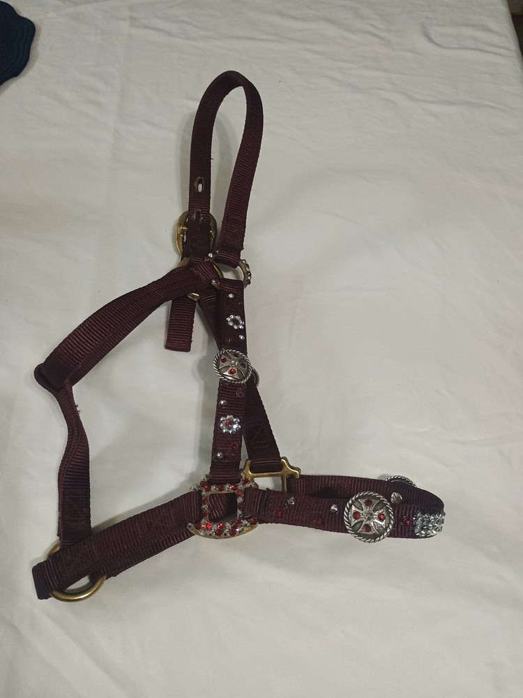 Maroon Bling Horse Halter