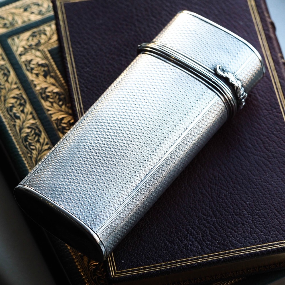 Antique Georgian Solid Silver Cigar/Cheroot Case Engine Turned - Edward Edwards