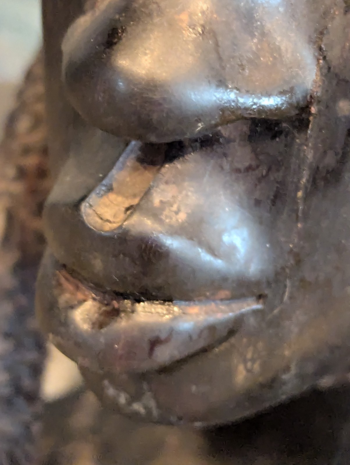 African Tribal Woman Bust Hand Carved Wood Sculpture Ethnographic Head Statue...