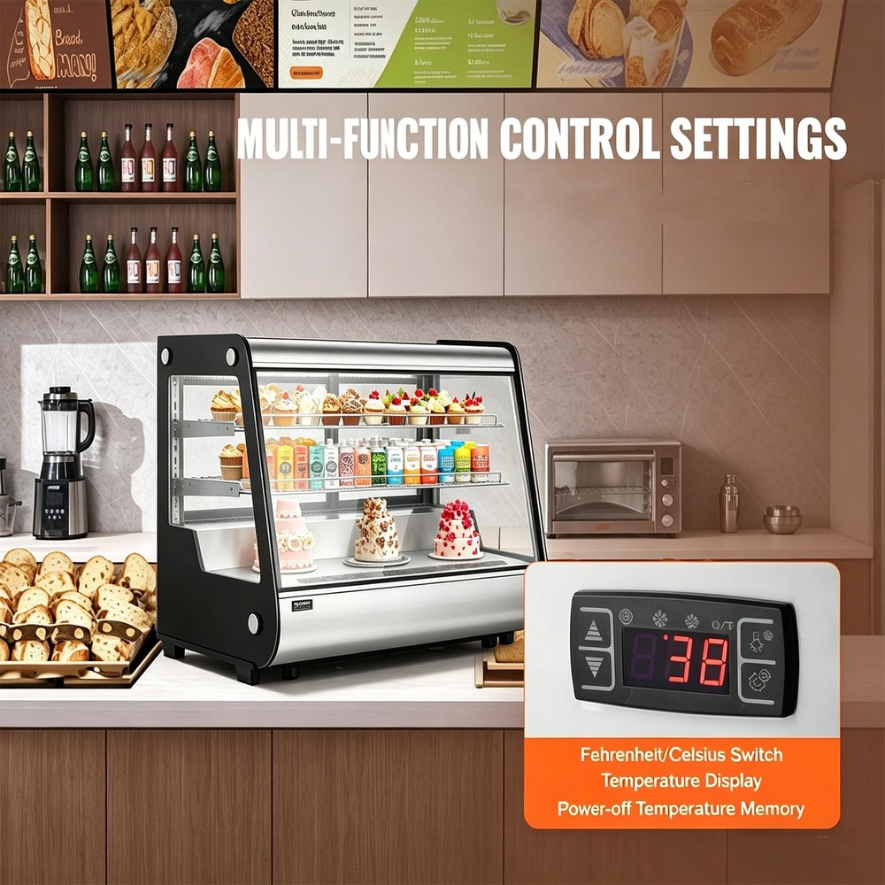 PrecisionAuto Commercial Countertop Refrigerated Bakery Display Case - 183L Capa