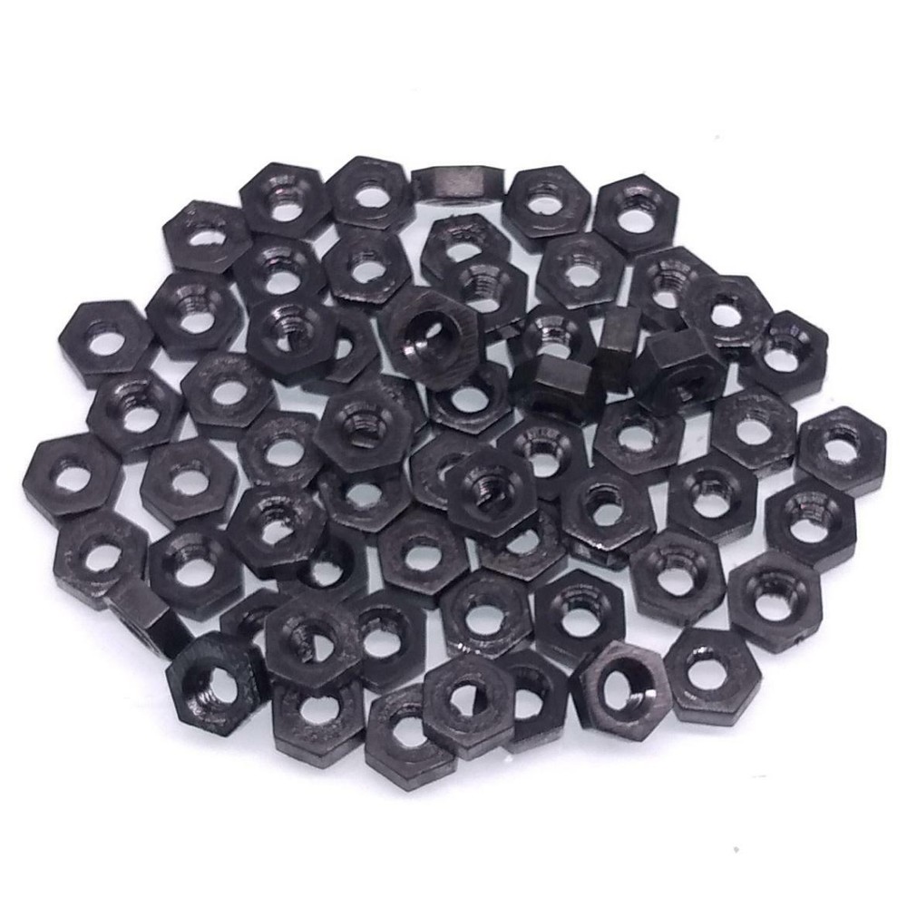 500pcs M2 Metric Thread Insert Screw Fastener Black Nylon Hex Nut