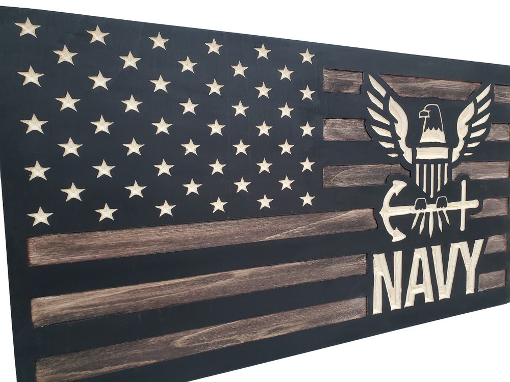 Navy Dark Rustic Hidden Gun Storage Safe Mini American Concealment Flag