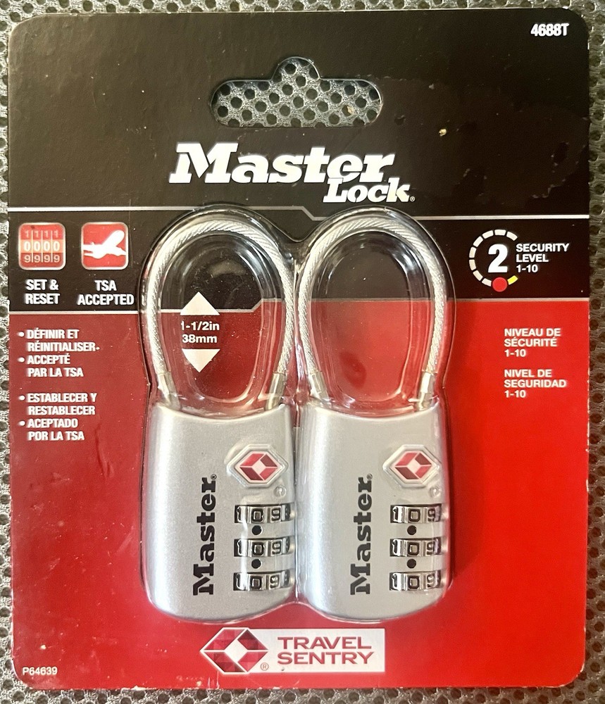 Master Lock 4688T Set Own Combination TSA-Accepted Cable Padlock Silver