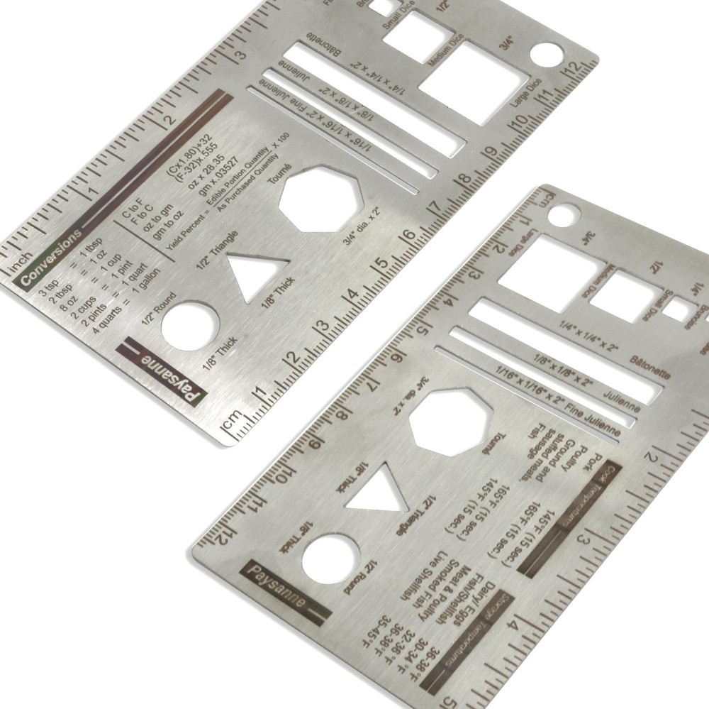 Culinary Ruler Stainless Streel Mini Cutting Reference Template Cooking Measu...