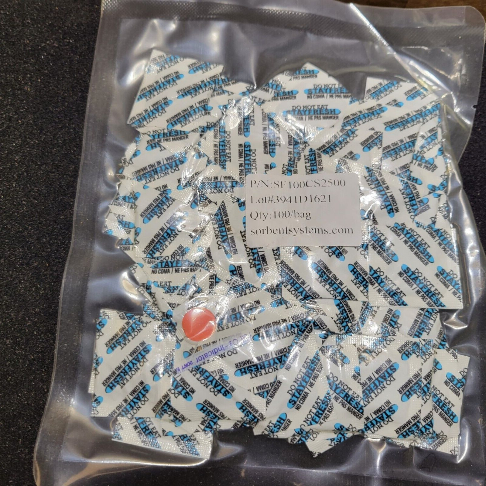 2500 pcs.  Stay Fresh 100cc Oxygen Absorber Sorbent Systems 1 case,  SF100CS2500