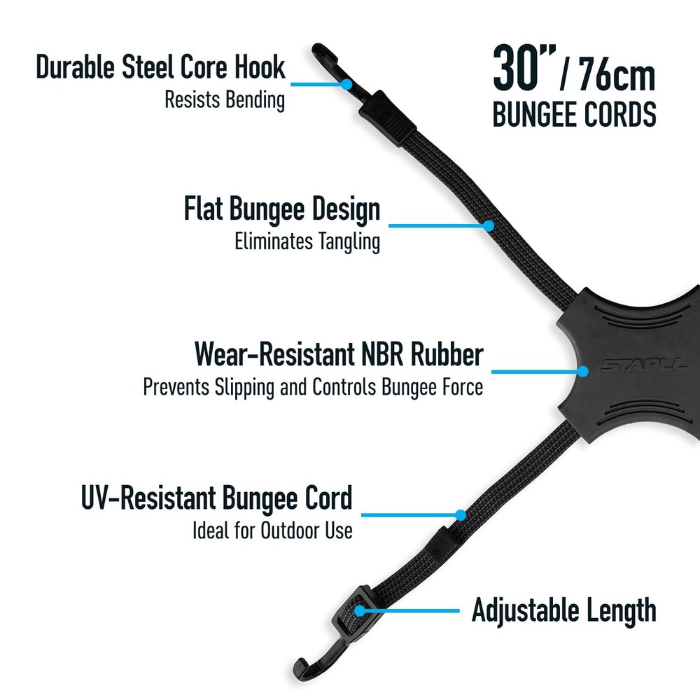 Tack Strap – Non-Slip Tie Down Straps for Outdoor Gear - 2 Pack (Blue Eclipse)