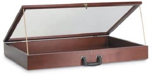 Wood Countertop Display Case View Clear Top Portable Cherry 24" x 36 x 4