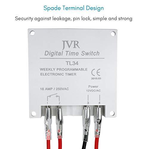 JVR 12V Timer Switch Programmable Digital 12 Volt DC/AC/Solar Battery Powered