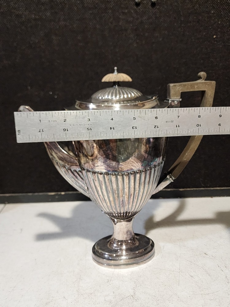 Antique William Hutton Son WMH&S Silver Plate COFFEE POT Silverplate Wood Handle