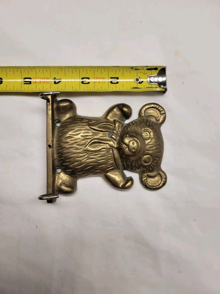 Vintage teddy bear solid brass key hanger wall decoration BEAR Nice!