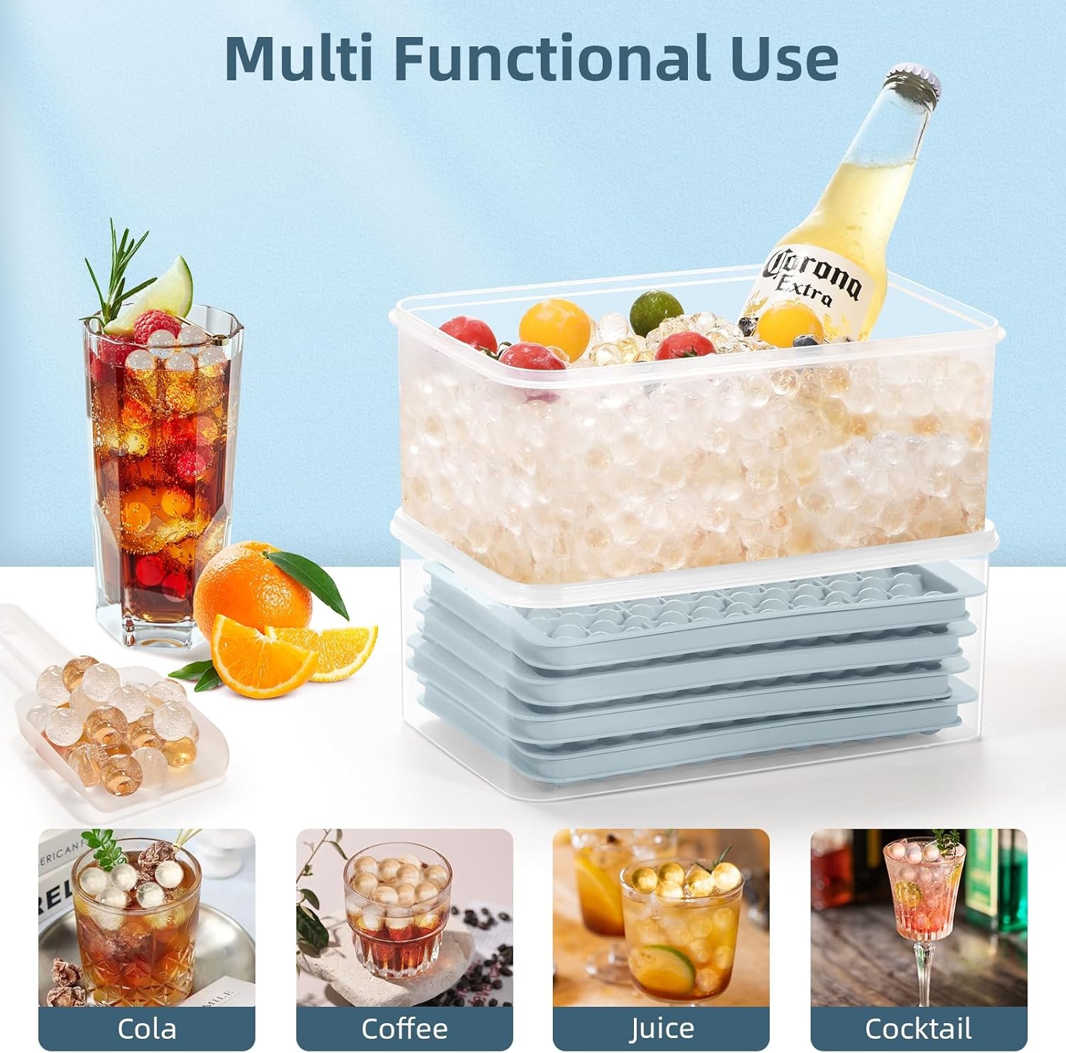 WIBIMEN Mini Ice Cube Trays, 0.55” Tiny Pebble Ice for Iced Coffee & Cocktails