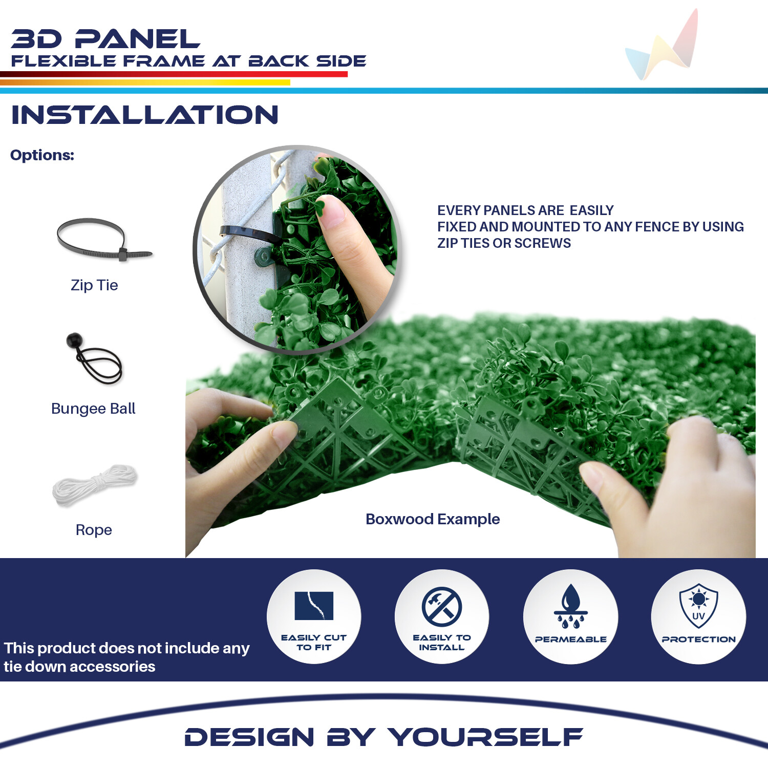 40"x40" Artificial Faux 3D Mix Leaf Privacy Fence Screen Decor Panel Hedge V1