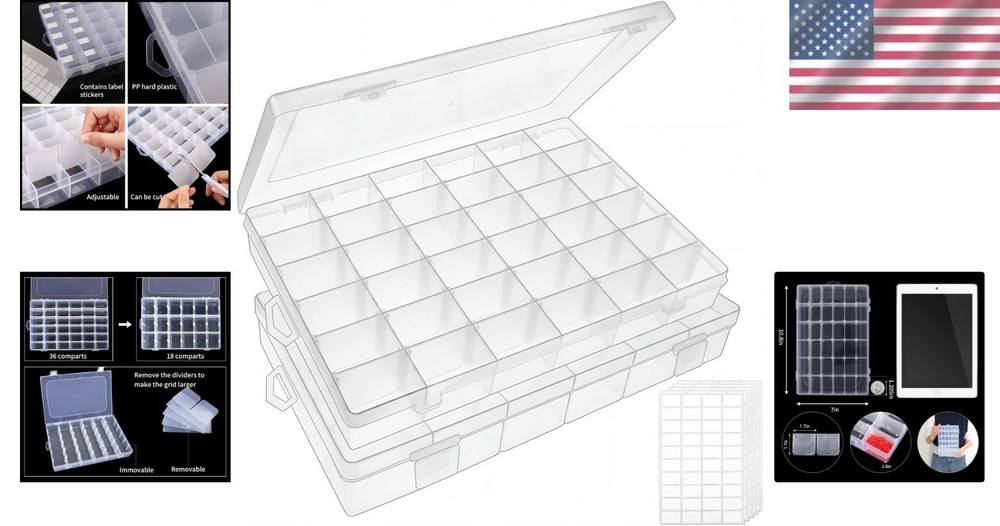 Versatile 2 Pack Clear Organizer Boxes - Perfect for Beads & Small Accessories