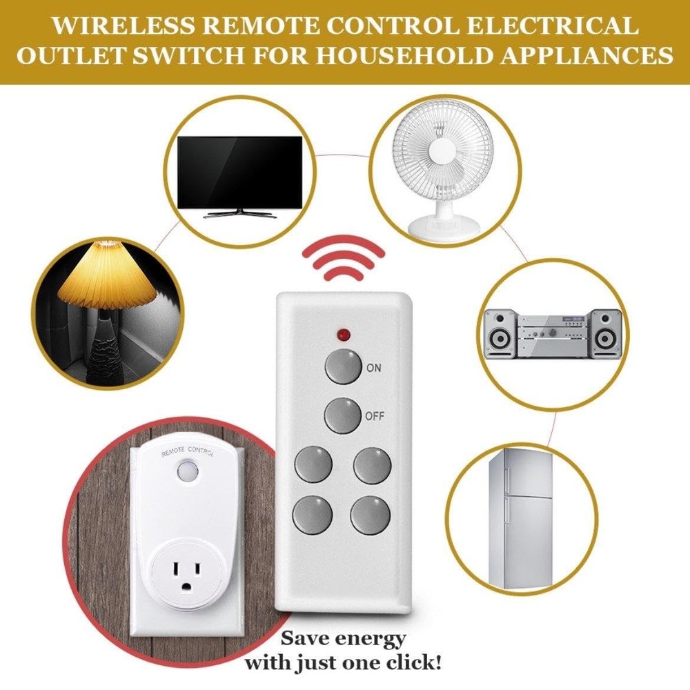 1 Pc Wireless Remote Control Electrical Outlet Switch, Strong RF Signal 100ft Ra