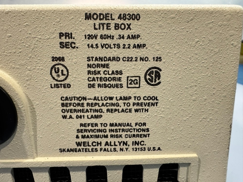 Welch Allyn Moddel 48300 Light Source Lite Box