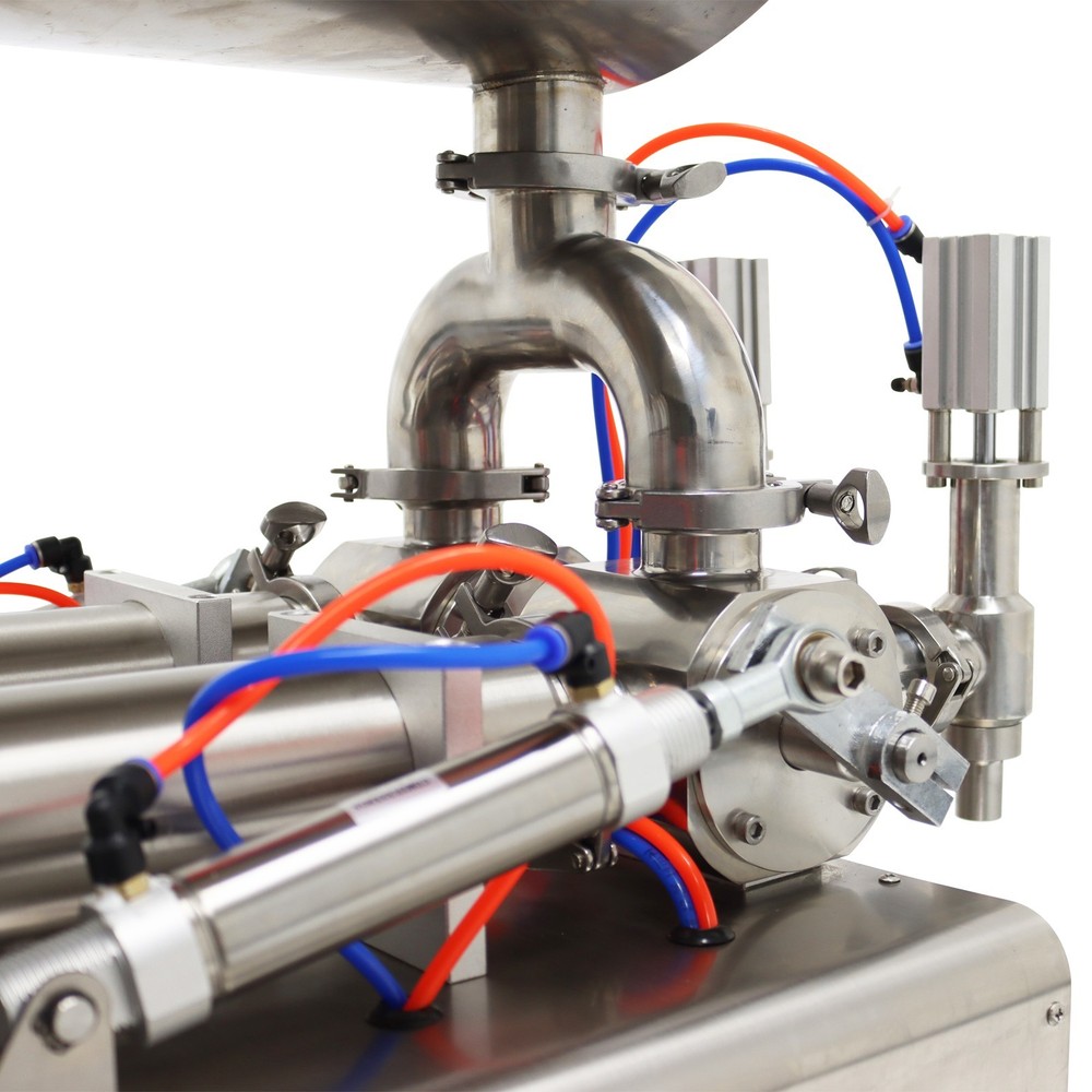 Double Head Paste Liquid Piston Filler w/Heating Stirring Hopper100-1000ml