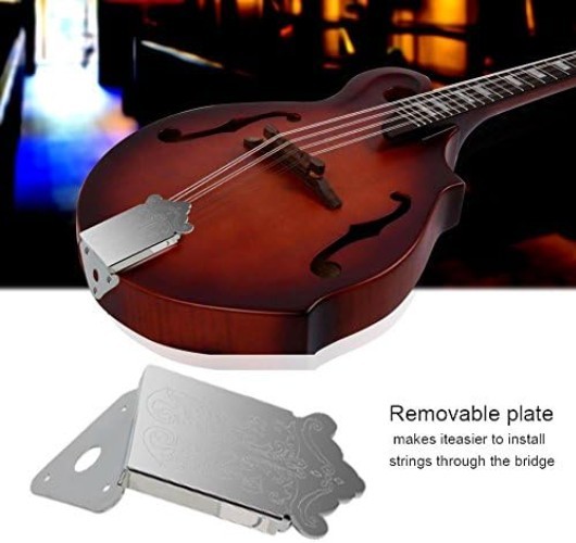 Alloy Mandolin Tailpiece with Silver Finish - 8 String Replacement Part