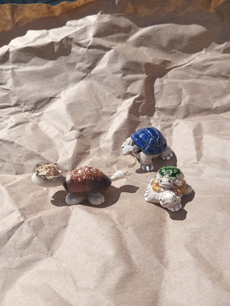 Handcrafted Ceramic Miniature Turtle Figurines