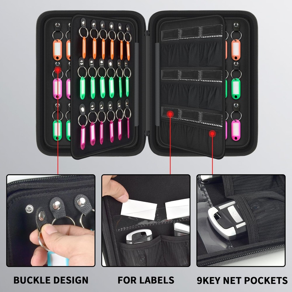 Key Organizer Case, Fireproof & Waterproof Key Holder Storage Bag with 54pcs ...