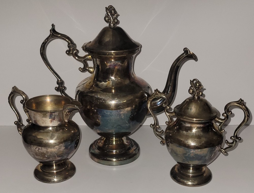 Vintage Tarnished Silver Tea Set